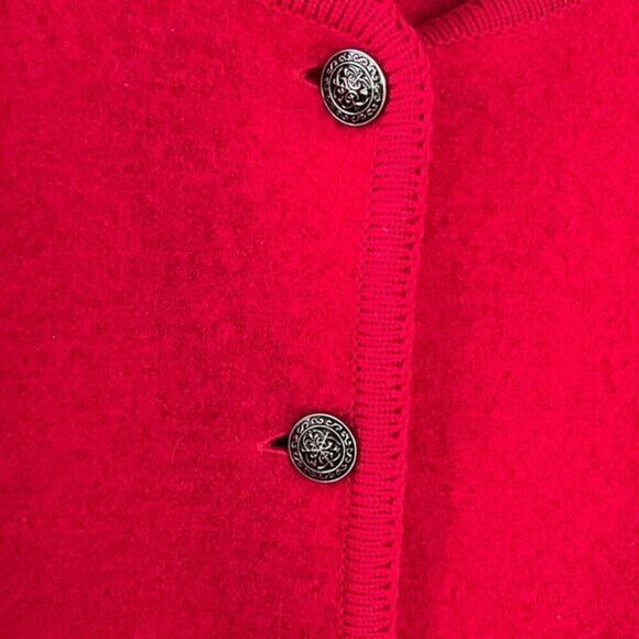Talbots Womens 100% Wool Cardigan Button Front Long Sleeve Red Size 14 Classic - Picture 2 of 9